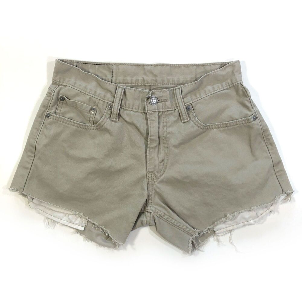 Levi's 514 Tan Denim Cut Off Shorts Frayed Hem
